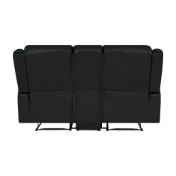 Black Tuff Stuff Polyurethane Fabric Loveseat 2-Seat Wall Hugger Recliner with Power Storage Console by ProLounger -DealsProLounger Store black prolounger loveseats rcl61 kzs19 2sc 66 1000