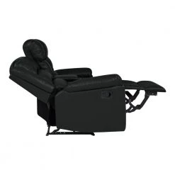 Black Tuff Stuff Polyurethane Fabric Loveseat 2-Seat Wall Hugger Recliner with Power Storage Console by ProLounger -DealsProLounger Store black prolounger loveseats rcl61 kzs19 2sc 77 1000