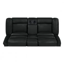 Black Tuff Stuff Polyurethane Fabric Loveseat 2-Seat Wall Hugger Recliner with Power Storage Console by ProLounger -DealsProLounger Store black prolounger loveseats rcl61 kzs19 2sc a0 1000