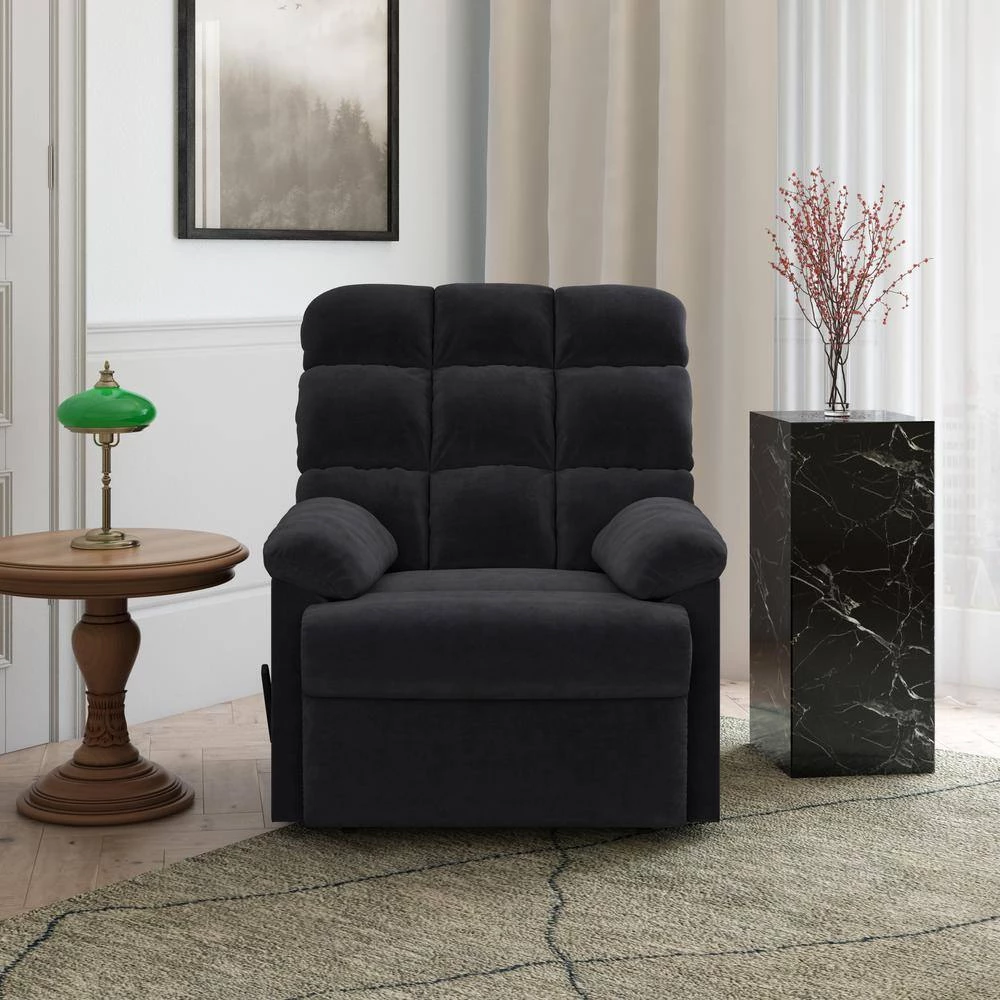 Black Microfiber Wall Hugger Recliner by ProLounger 10 Black Microfiber Wall Hugger Recliner by ProLounger - Image 8
