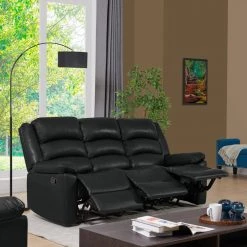 79.5 in. Black Polyester 3-Seater Lawson Reclining Sofa with Flared Arms by ProLounger -DealsProLounger Store black prolounger sofas couches rcl61 kzs19 3s 31 1000