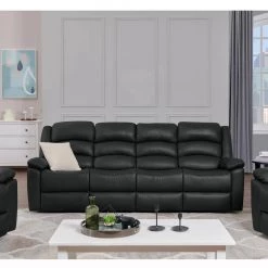 101 in. Black Polyester 4-Seater Lawson Reclining Sofa with Flared Arms by ProLounger -DealsProLounger Store black prolounger sofas couches rcl61 kzs19 4s c3 1000