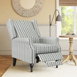 Farmhouse Woven Black Stripe Wingback Push Back Recliner Chair by ProLounger 17 Farmhouse Woven Black Stripe Wingback Push Back Recliner Chair by ProLounger -DealsProLounger Store black woven stripe prolounger recliners a157711 31 1000