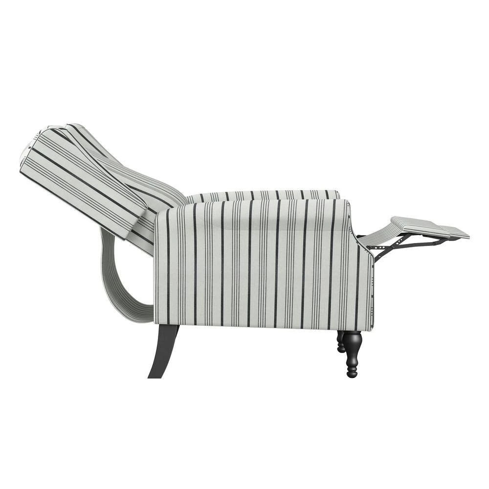 Farmhouse Woven Black Stripe Wingback Push Back Recliner Chair by ProLounger 6 Farmhouse Woven Black Stripe Wingback Push Back Recliner Chair by ProLounger - Image 4