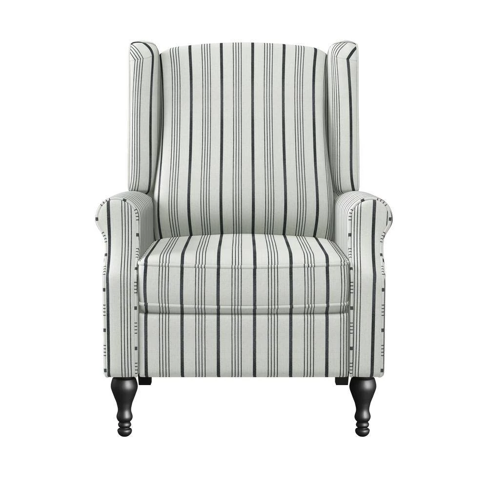 Farmhouse Woven Black Stripe Wingback Push Back Recliner Chair by ProLounger 7 Farmhouse Woven Black Stripe Wingback Push Back Recliner Chair by ProLounger - Image 5