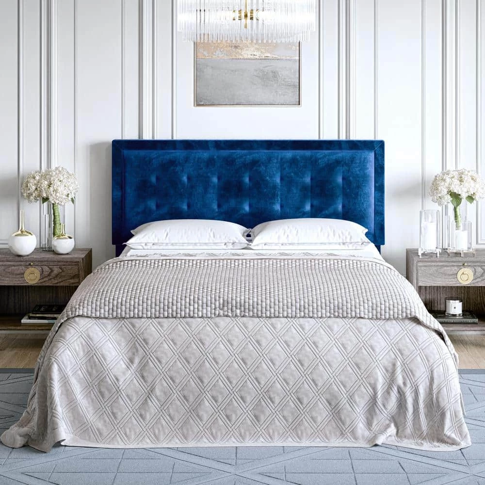 Zayn Blue Velvet Upholstered King Headboard by Boyd Sleep 5 Zayn Blue Velvet Upholstered King Headboard by Boyd Sleep - Image 3