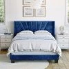 Vera Light Blue Velvet Queen Upholstered Platform Bed Frame by Boyd Sleep