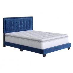 Poppy Blue Velvet Queen Upholstered Platform Bed Frame by Boyd Sleep -DealsProLounger Store blue boyd sleep platform beds psbu964qn 4f 1000