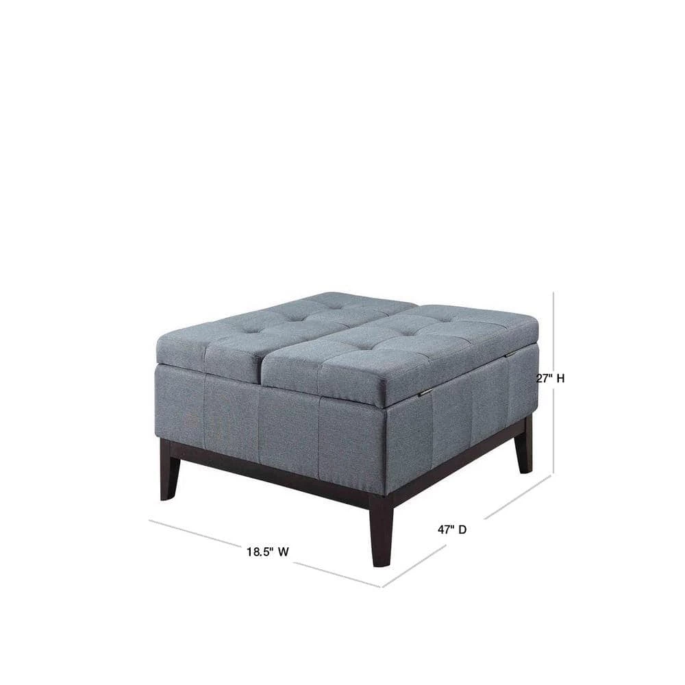 Blue Grey Dual Lift Storage Coffee Table Ottoman by ORE International 4 Blue Grey Dual Lift Storage Coffee Table Ottoman by ORE International - Image 2