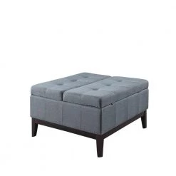 Blue Grey Dual Lift Storage Coffee Table Ottoman by ORE International