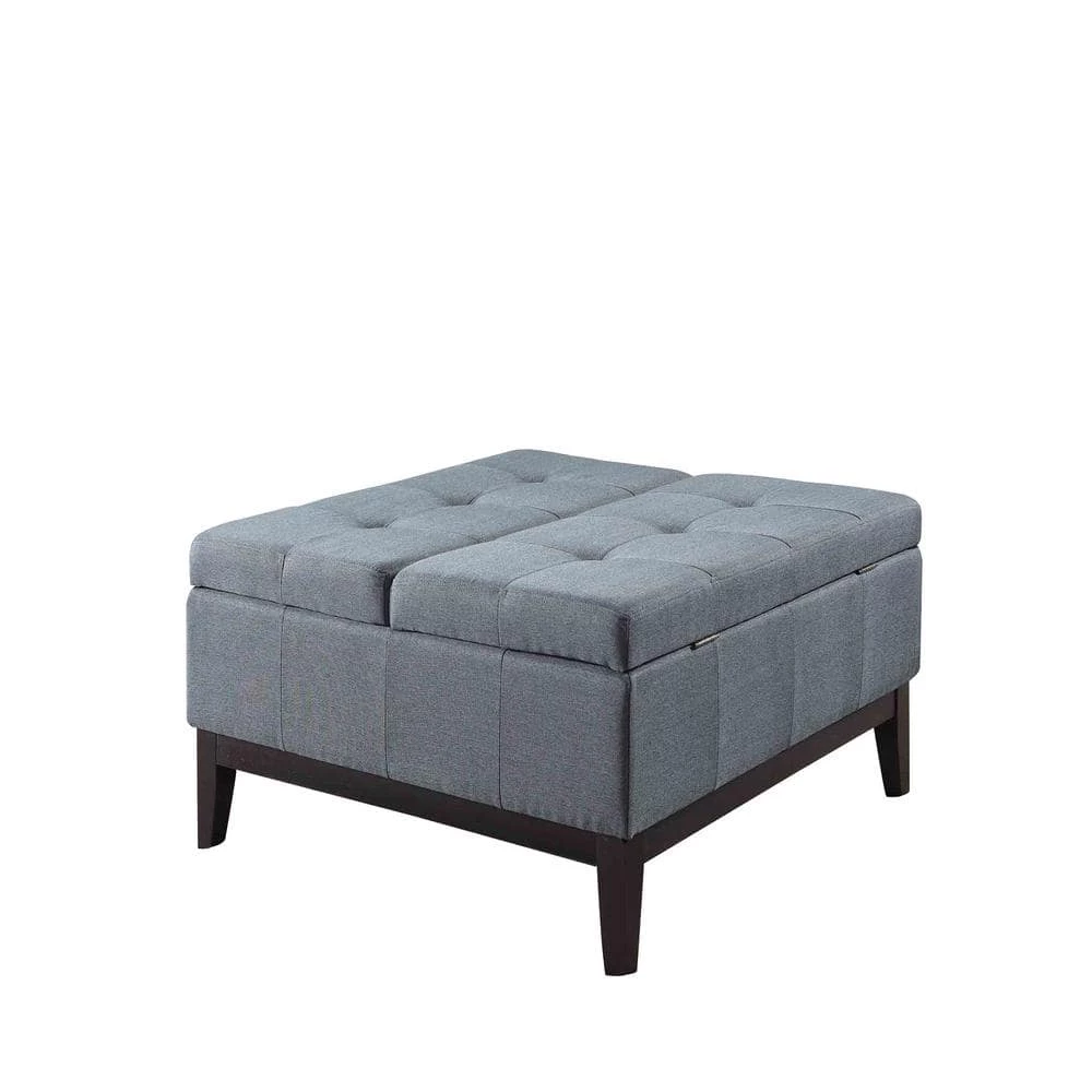 Blue Grey Dual Lift Storage Coffee Table Ottoman by ORE International 3 Blue Grey Dual Lift Storage Coffee Table Ottoman by ORE International