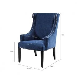 Lucy Blue Upholstered High Back Curved Club Arm Wingback Chair by Madison Park 16 Lucy Blue Upholstered High Back Curved Club Arm Wingback Chair by Madison Park -DealsProLounger Store blue madison park accent chairs fpf18 0098 44 1000