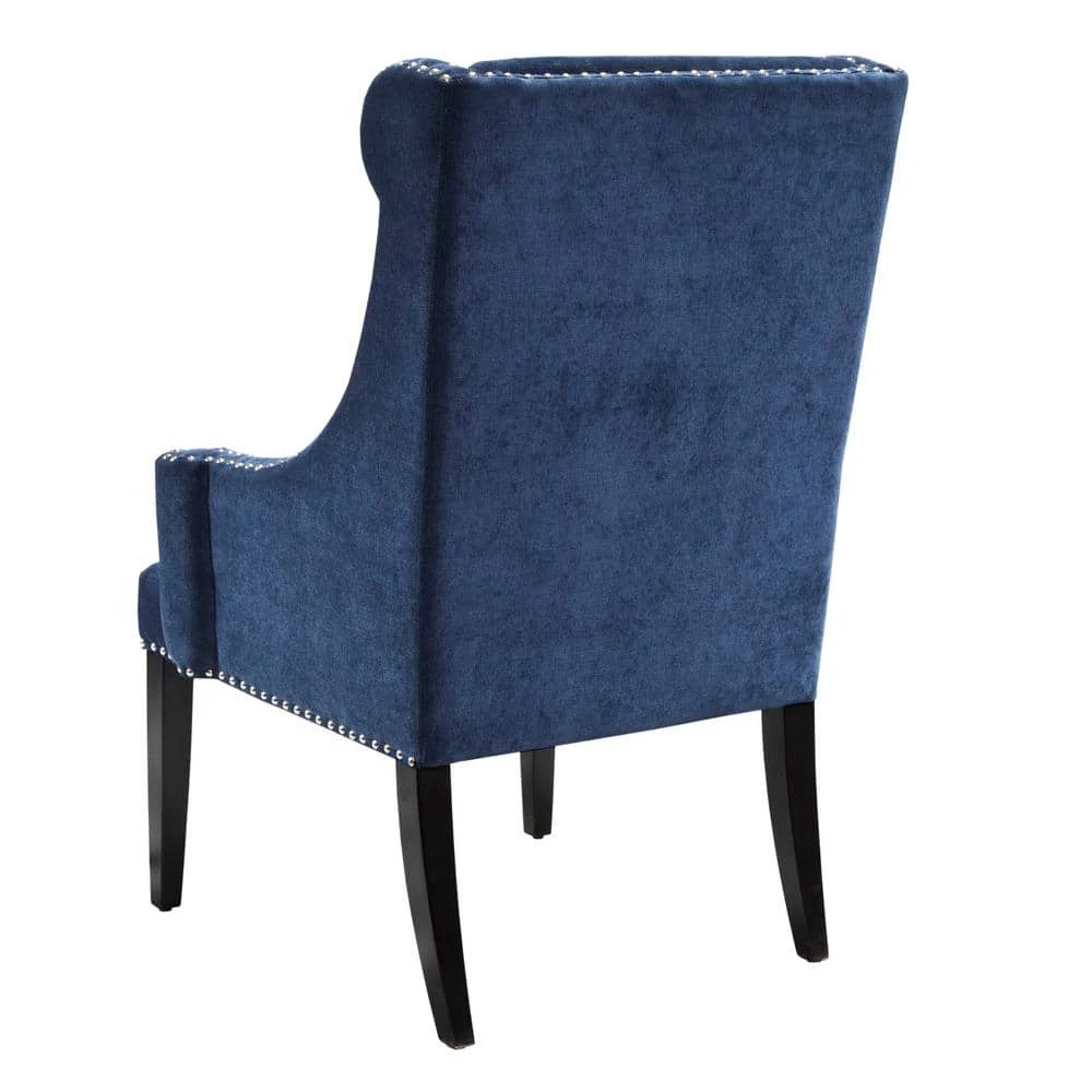 Lucy Blue Upholstered High Back Curved Club Arm Wingback Chair by Madison Park 6 Lucy Blue Upholstered High Back Curved Club Arm Wingback Chair by Madison Park - Image 4