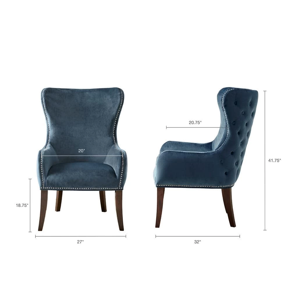 Irvine Blue Button Tufted Back Accent Chair by Madison Park 7 Irvine Blue Button Tufted Back Accent Chair by Madison Park - Image 5