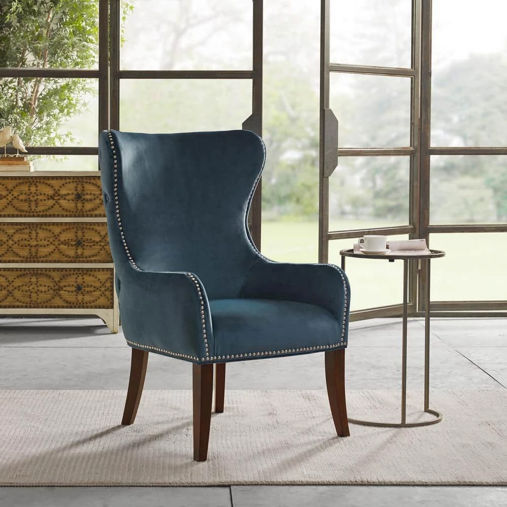 Irvine Blue Button Tufted Back Accent Chair by Madison Park 8 Irvine Blue Button Tufted Back Accent Chair by Madison Park - Image 6