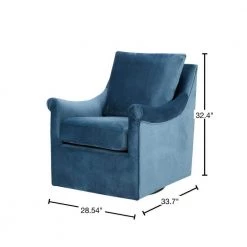 Morton Blue Velvet Fabric Swivel Chair by Madison Park -DealsProLounger Store blue madison park accent chairs mp103 0243 40 1000