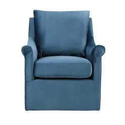 Morton Blue Velvet Fabric Swivel Chair by Madison Park