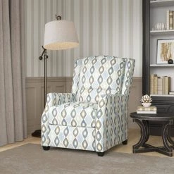 Blue Multi Diamond Print Modern Wingback Pushback Recliner by ProLounger -DealsProLounger Store blue multi diamond print prolounger recliners a152648 31 1000