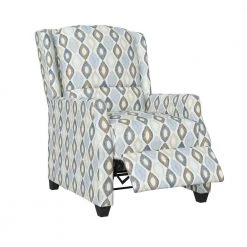 Blue Multi Diamond Print Modern Wingback Pushback Recliner by ProLounger