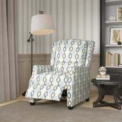 Blue Multi Diamond Print Modern Wingback Pushback Recliner by ProLounger -DealsProLounger Store blue multi diamond print prolounger recliners a152648 c3 1000