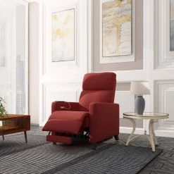 Power Wall Hugger Brick Red Plush Low-Pile Velour Reclining Chair with USB Port by ProLounger -DealsProLounger Store brick red prolounger recliners a139052 31 1000