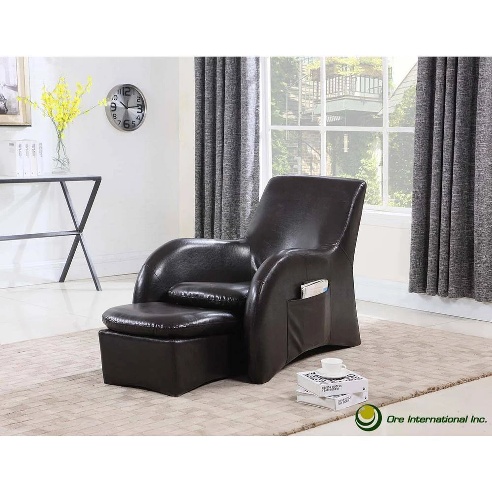 48 in. Solo Brown Sofa with Separate Leg Rest by ORE International 6 48 in. Solo Brown Sofa with Separate Leg Rest by ORE International - Image 4