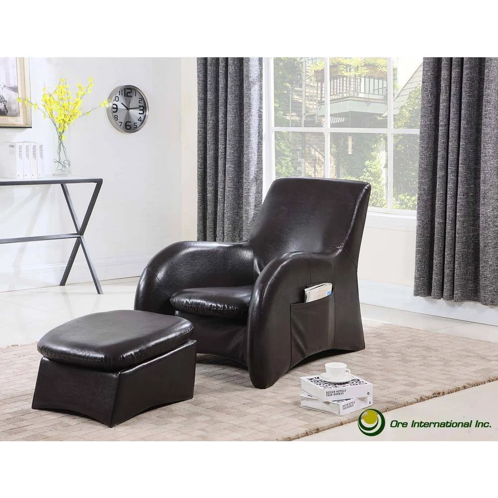 48 in. Solo Brown Sofa with Separate Leg Rest by ORE International 7 48 in. Solo Brown Sofa with Separate Leg Rest by ORE International - Image 5