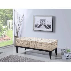 19.5 in. Old World Beige Dual Lift Storage Bench by ORE International -DealsProLounger Store brown ore international bedroom benches hb4528b 31 1000
