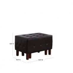Brown Leatherette Allover Tufted Piping Trim Stackable Seating Bench by ORE International -DealsProLounger Store brown ore international bedroom benches hb4792 40 1000