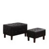 Brown Leatherette Allover Tufted Piping Trim Stackable Seating Bench by ORE International