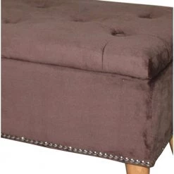 17 in. Brown Mid-Century Tufted Bench with Storage by ORE International -DealsProLounger Store brown suade ore international bedroom benches hb4671 1f 1000