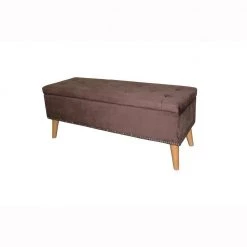 17 in. Brown Mid-Century Tufted Bench with Storage by ORE International -DealsProLounger Store brown suade ore international bedroom benches hb4671 76 1000