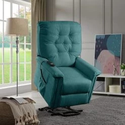 Petite Power Recline and Lift Chair in Caribbean Blue Herringbone by ProLounger -DealsProLounger Store caribbean blue prolounger recliners rcl76 hrn54 lt 31 1000