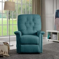 Petite Power Recline and Lift Chair in Caribbean Blue Herringbone by ProLounger -DealsProLounger Store caribbean blue prolounger recliners rcl76 hrn54 lt c3 1000