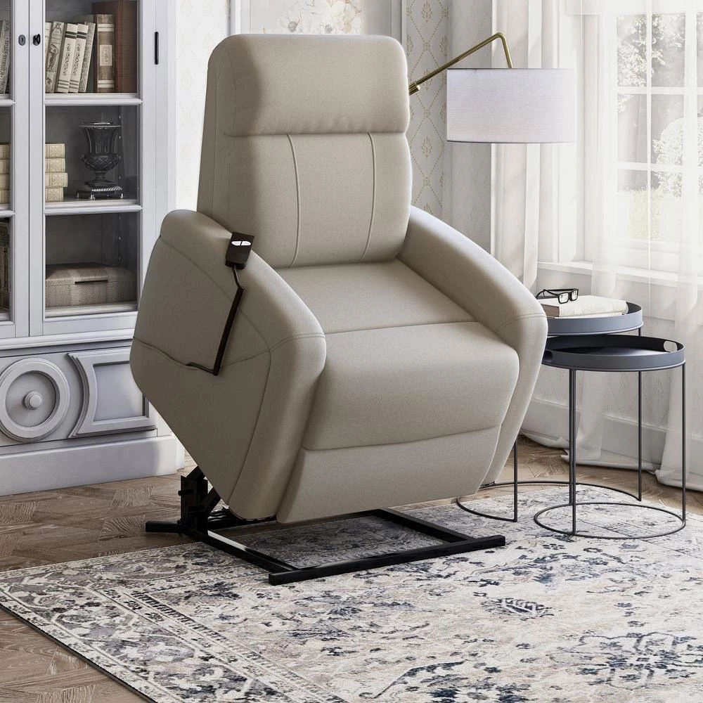 Cashmere Gray Velour Fabric Tufted Power Lift Recliner by ProLounger 10 Cashmere Gray Velour Fabric Tufted Power Lift Recliner by ProLounger - Image 8