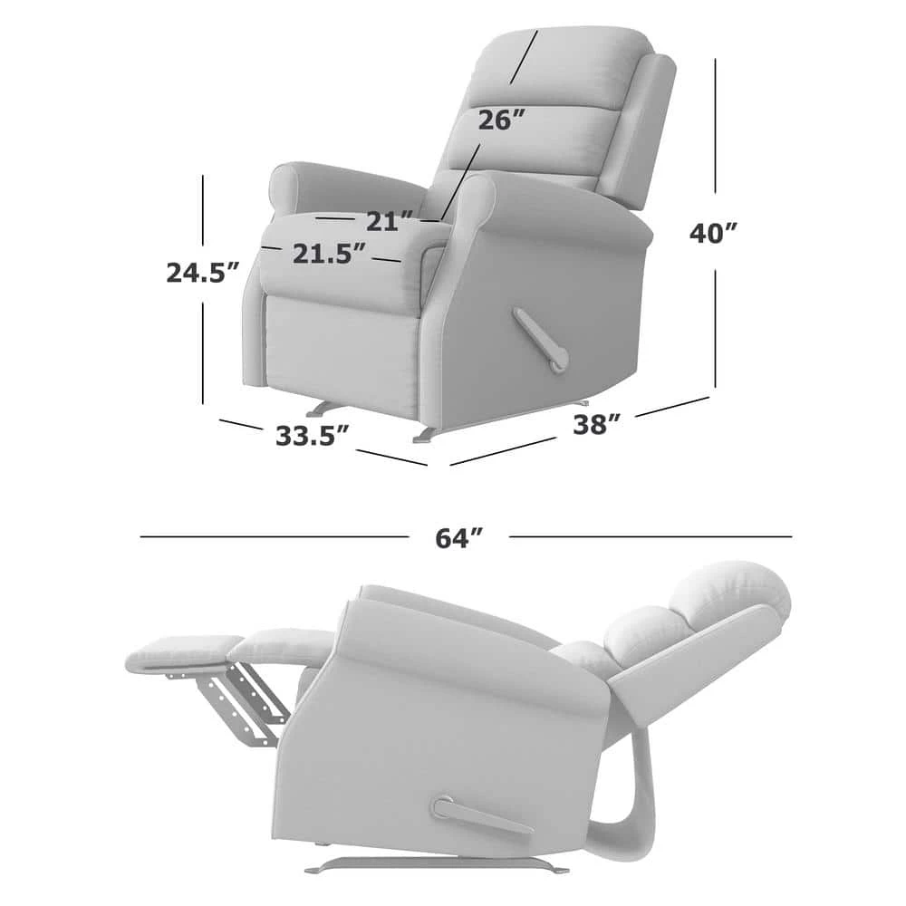 Left-Hand Charcoal Gray Low-Pile Velour Rocker Recliner by ProLounger 9 Left-Hand Charcoal Gray Low-Pile Velour Rocker Recliner by ProLounger - Image 7