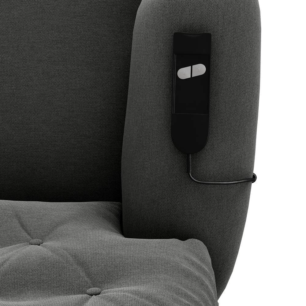 Charcoal Gray Plush Low-Pile Velour Fabric Button Tufted Power Recline and Lift Chair by ProLounger 14 Charcoal Gray Plush Low-Pile Velour Fabric Button Tufted Power Recline and Lift Chair by ProLounger - Image 12