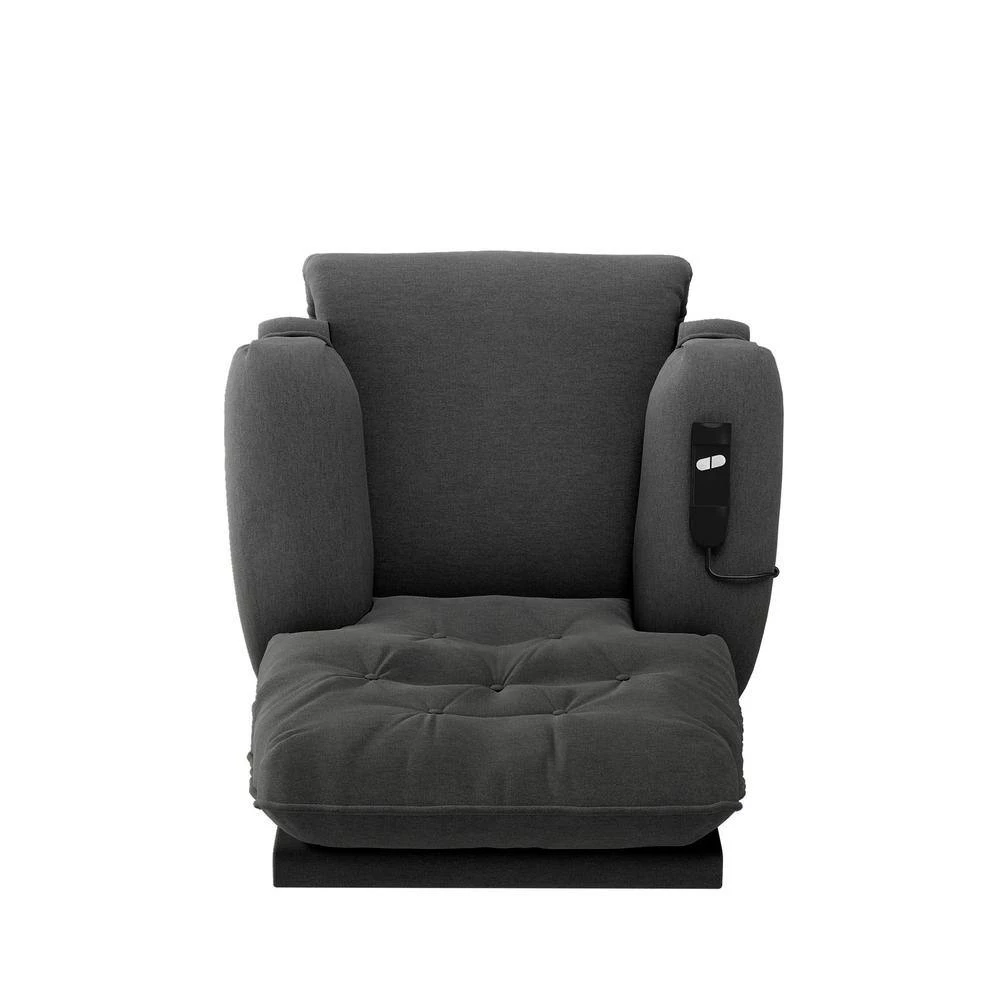 Charcoal Gray Plush Low-Pile Velour Fabric Button Tufted Power Recline and Lift Chair by ProLounger 6 Charcoal Gray Plush Low-Pile Velour Fabric Button Tufted Power Recline and Lift Chair by ProLounger - Image 4