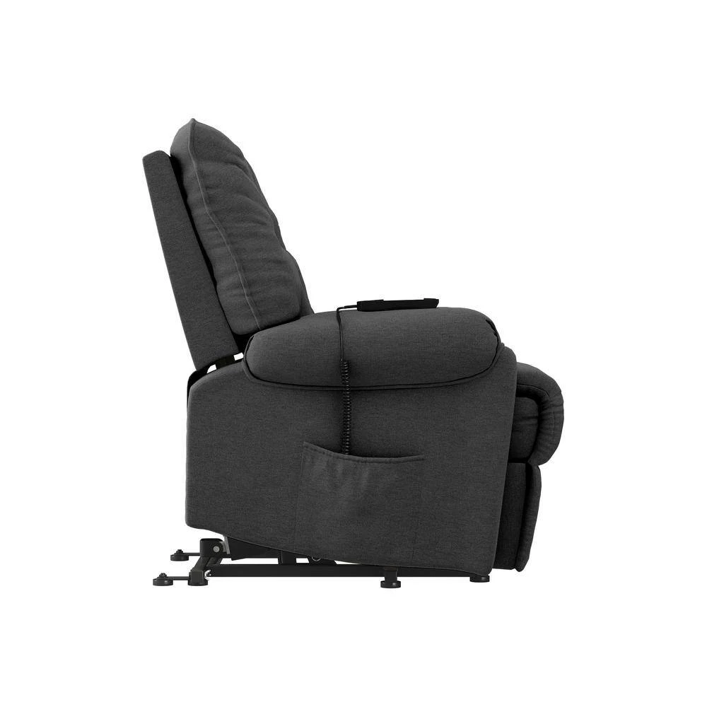 Charcoal Gray Plush Low-Pile Velour Fabric Button Tufted Power Recline and Lift Chair by ProLounger 4 Charcoal Gray Plush Low-Pile Velour Fabric Button Tufted Power Recline and Lift Chair by ProLounger - Image 2