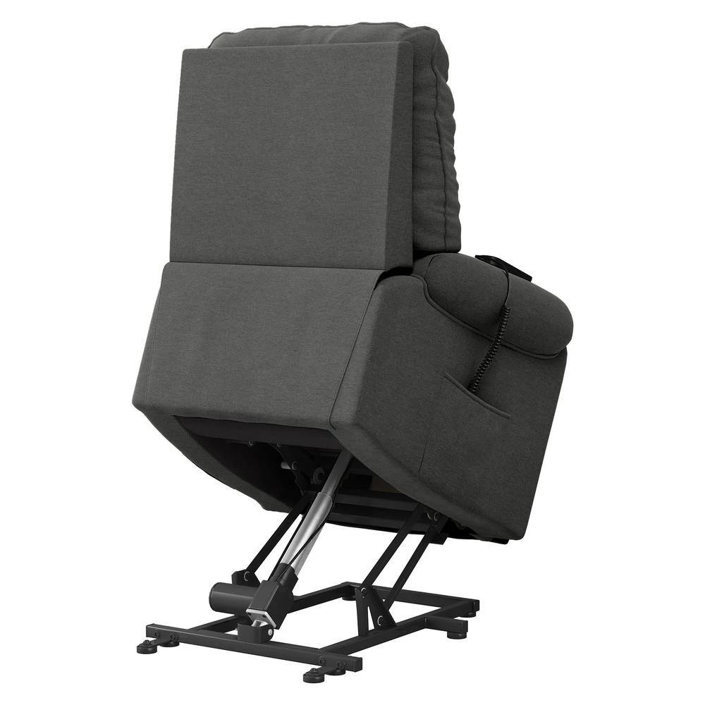 Charcoal Gray Plush Low-Pile Velour Fabric Button Tufted Power Recline and Lift Chair by ProLounger 13 Charcoal Gray Plush Low-Pile Velour Fabric Button Tufted Power Recline and Lift Chair by ProLounger - Image 11