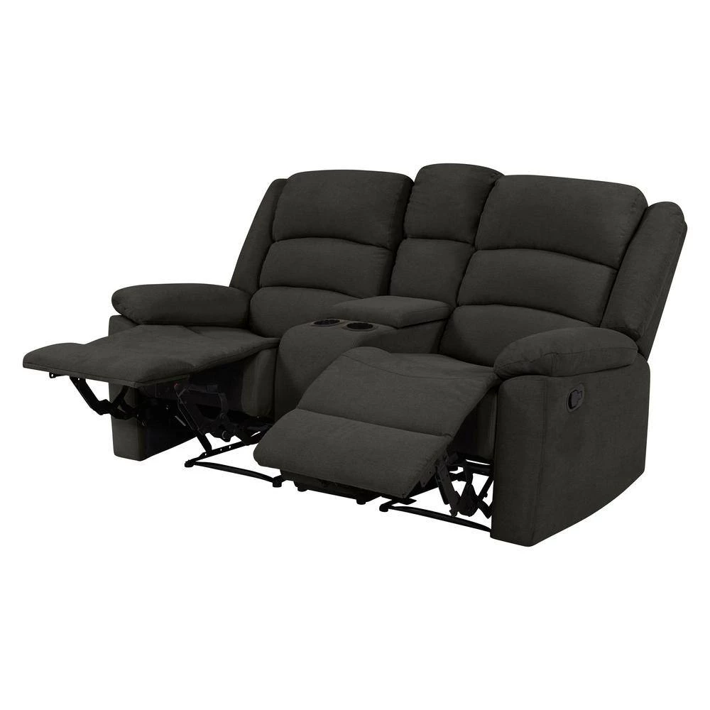 70 in. Charcoal Gray Polyester 2-Seater Reclining Loveseat with Cupholders by ProLounger 7 70 in. Charcoal Gray Polyester 2-Seater Reclining Loveseat with Cupholders by ProLounger - Image 5