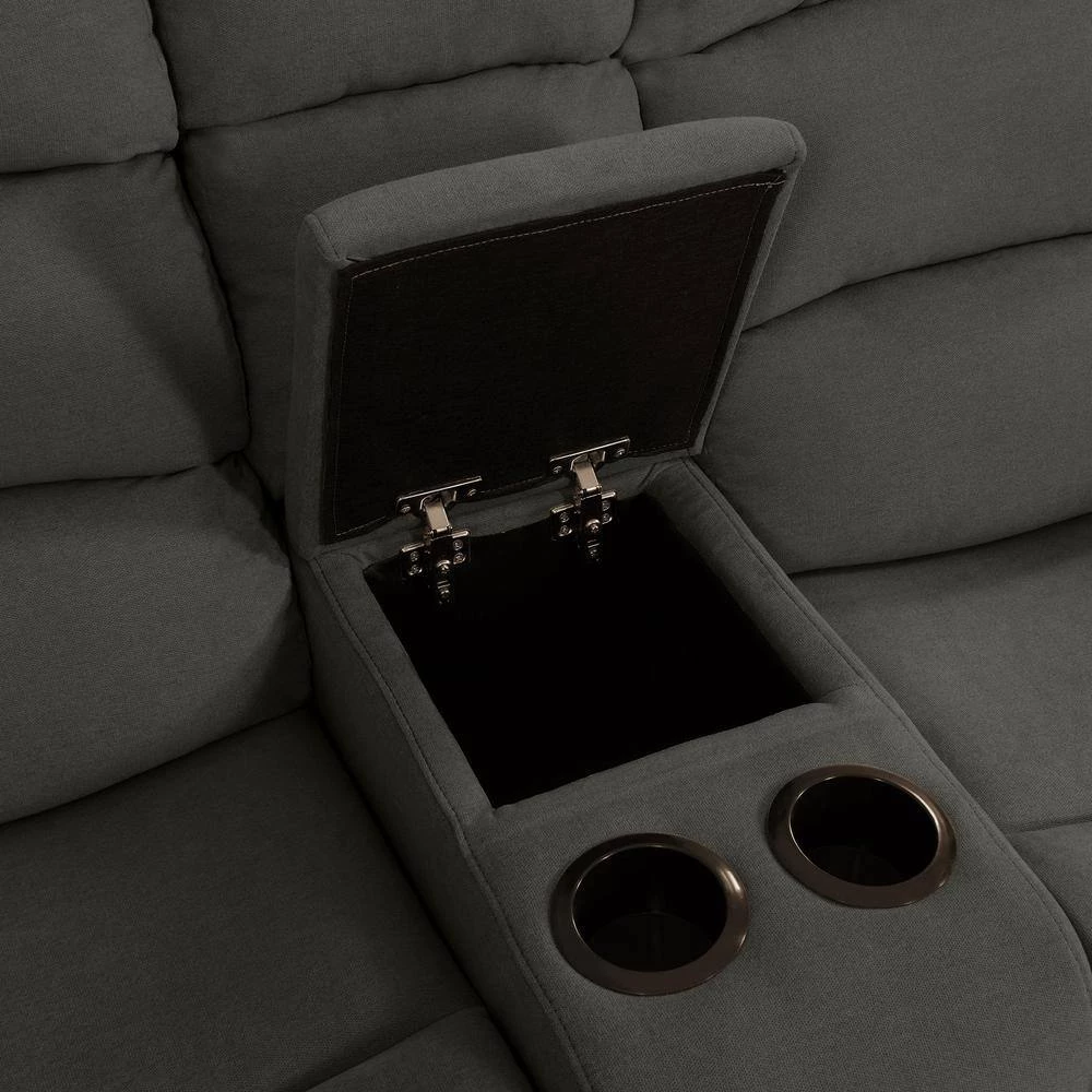 70 in. Charcoal Gray Polyester 2-Seater Reclining Loveseat with Cupholders by ProLounger 12 70 in. Charcoal Gray Polyester 2-Seater Reclining Loveseat with Cupholders by ProLounger - Image 10