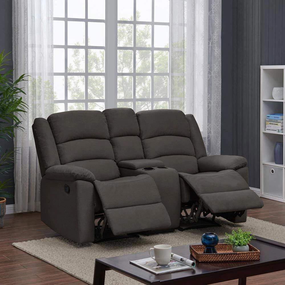70 in. Charcoal Gray Polyester 2-Seater Reclining Loveseat with Cupholders by ProLounger 16 70 in. Charcoal Gray Polyester 2-Seater Reclining Loveseat with Cupholders by ProLounger - Image 14