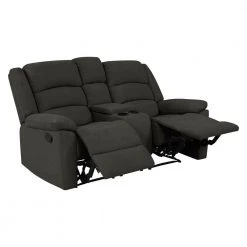 70 in. Charcoal Gray Polyester 2-Seater Reclining Loveseat with Cupholders by ProLounger