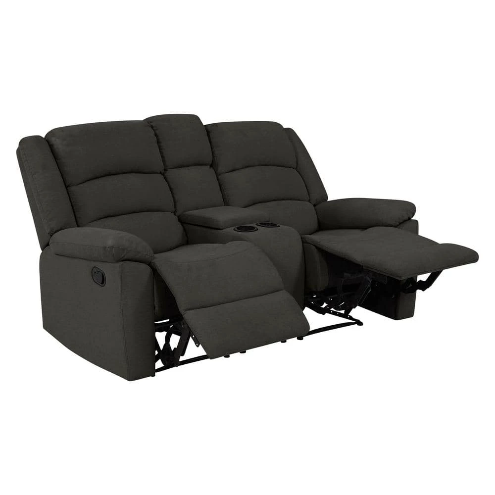 70 in. Charcoal Gray Polyester 2-Seater Reclining Loveseat with Cupholders by ProLounger 3 70 in. Charcoal Gray Polyester 2-Seater Reclining Loveseat with Cupholders by ProLounger