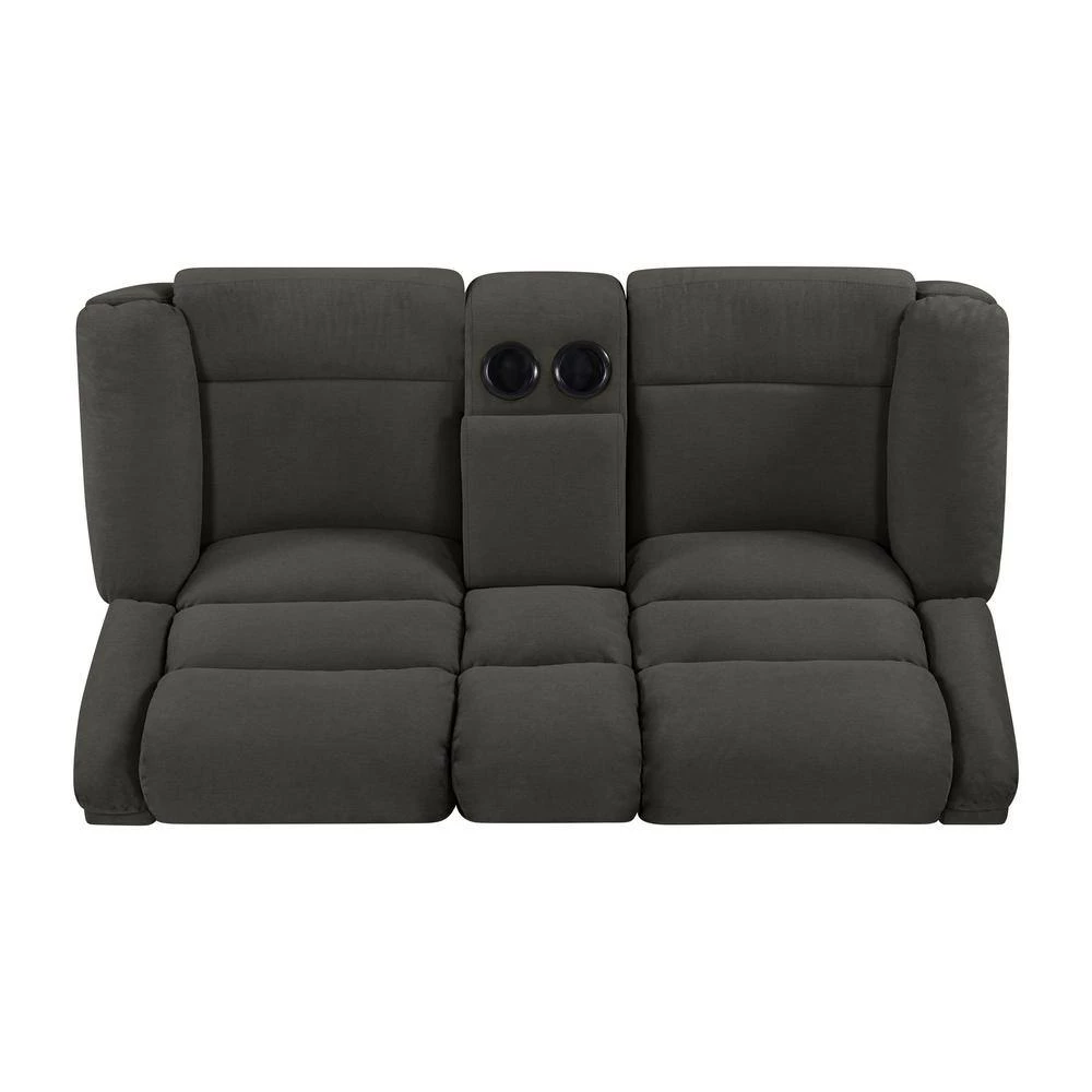 70 in. Charcoal Gray Polyester 2-Seater Reclining Loveseat with Cupholders by ProLounger 6 70 in. Charcoal Gray Polyester 2-Seater Reclining Loveseat with Cupholders by ProLounger - Image 4