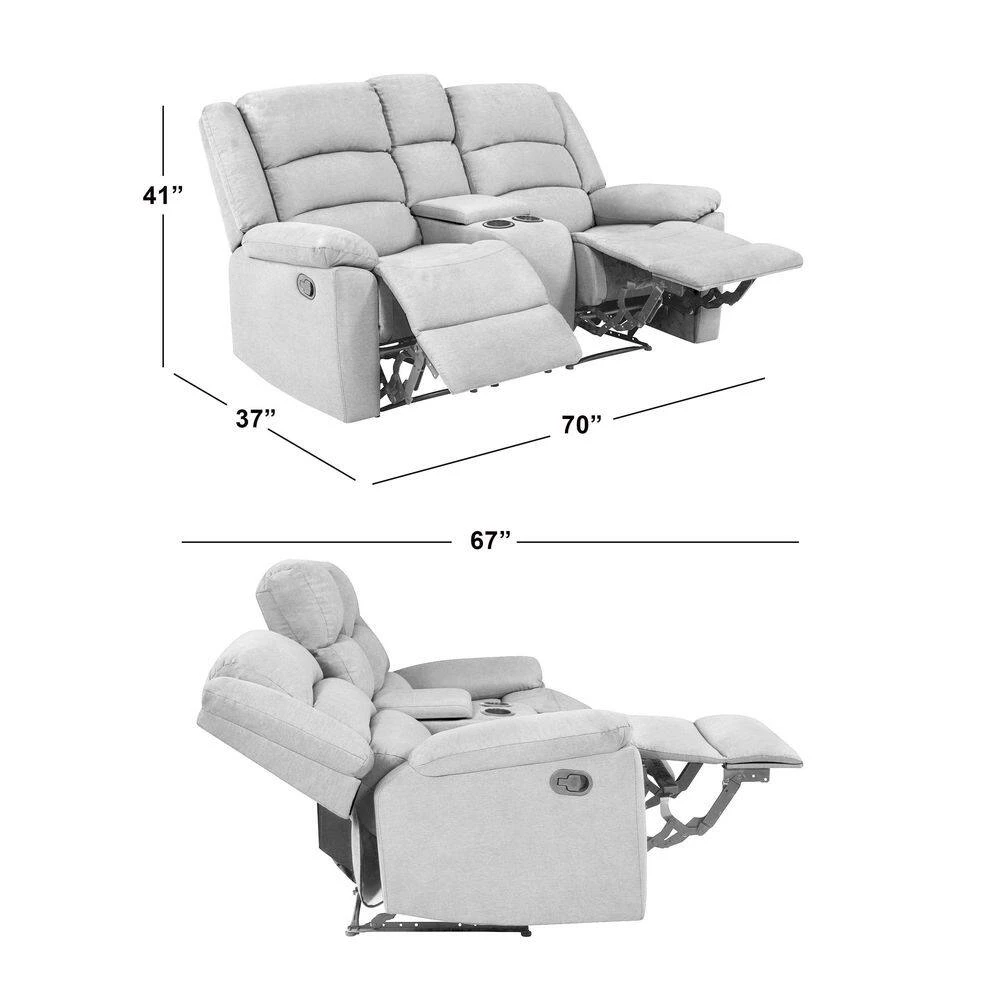 70 in. Charcoal Gray Polyester 2-Seater Reclining Loveseat with Cupholders by ProLounger 4 70 in. Charcoal Gray Polyester 2-Seater Reclining Loveseat with Cupholders by ProLounger - Image 2