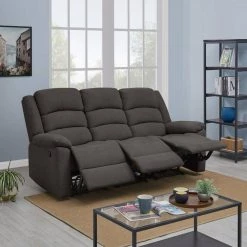 79.5 in. Charcoal Gray Polyester 3-Seater Lawson Reclining Sofa with Flared Arms by ProLounger -DealsProLounger Store charcoal gray prolounger sofas couches rcl61 cnf17 3s 31 1000