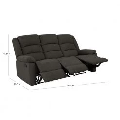 79.5 in. Charcoal Gray Polyester 3-Seater Lawson Reclining Sofa with Flared Arms by ProLounger -DealsProLounger Store charcoal gray prolounger sofas couches rcl61 cnf17 3s 40 1000