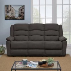 79.5 in. Charcoal Gray Polyester 3-Seater Lawson Reclining Sofa with Flared Arms by ProLounger -DealsProLounger Store charcoal gray prolounger sofas couches rcl61 cnf17 3s c3 1000